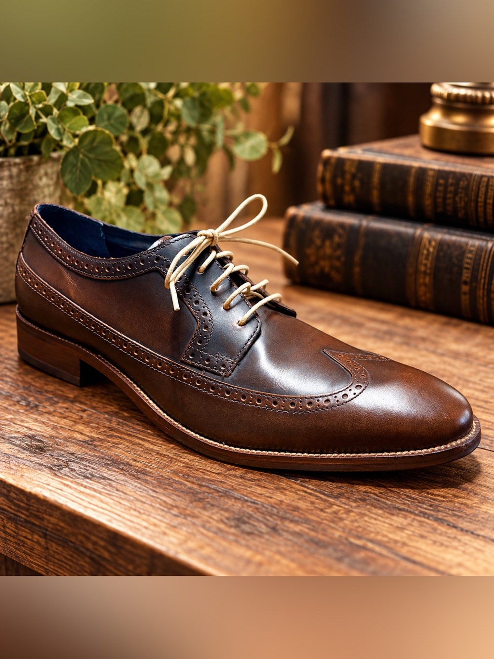 Cole Haan Men’s Dark Brown Leather Wingtip Oxford Dress Shoes Brogue Sz 13